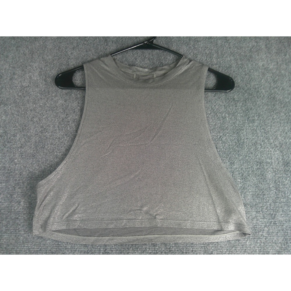 Lululemon Metallic Silver Crop Tank Top Reflective Chevron Grey Size XS